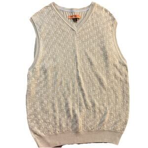 Sette Ponti Men's Size Medium Beige 100% Cotton Sweater Vest Knit Old Money